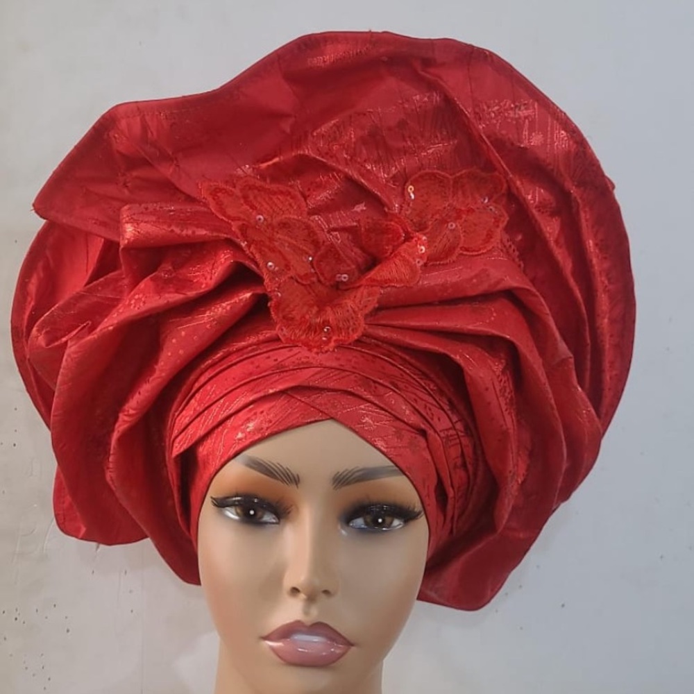 Designer Hat - Rare Elegant Classy One Of A Kind Hand Made Auto Gele GEL2 0326